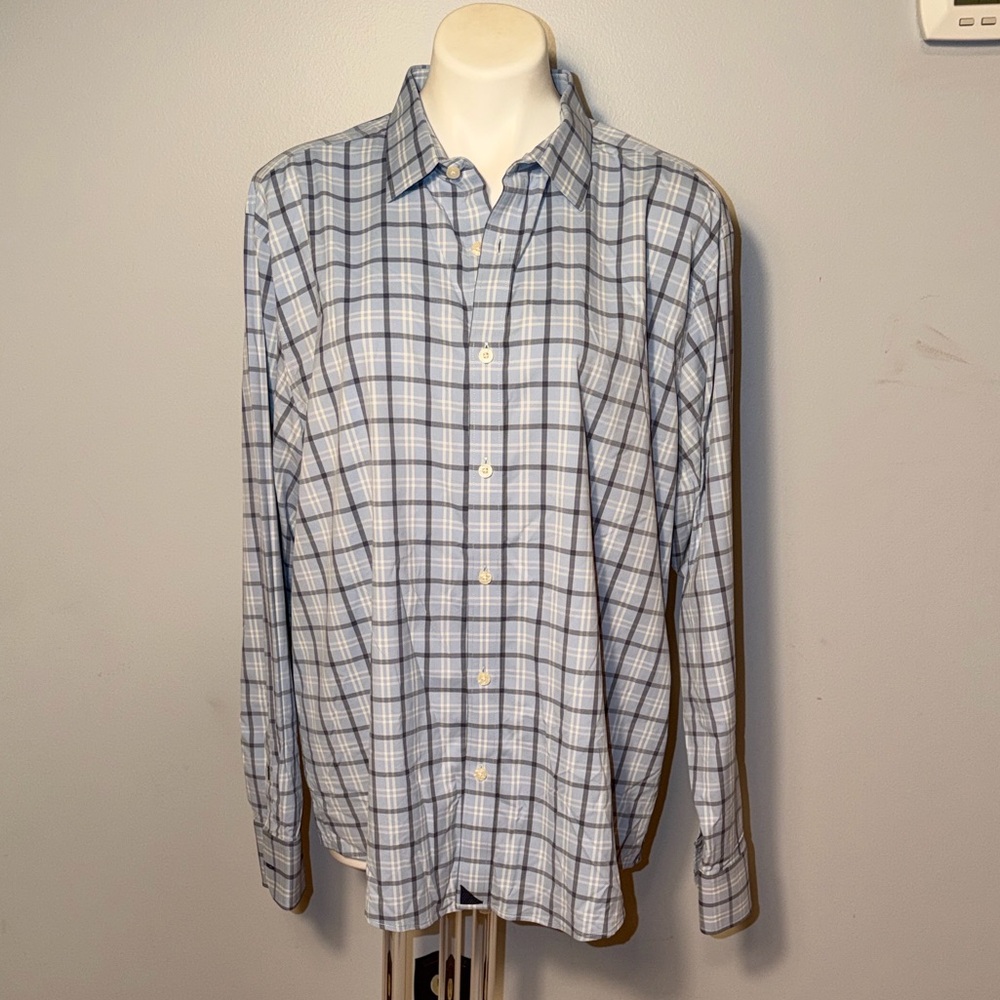 UNTUCKit Torgiano Blue Button Down Long Sleeve Performance fabric shirt. XXL